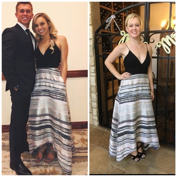 Badgley Mischka Metallic Miramare Gown Size 10 - Picture 13 of 13